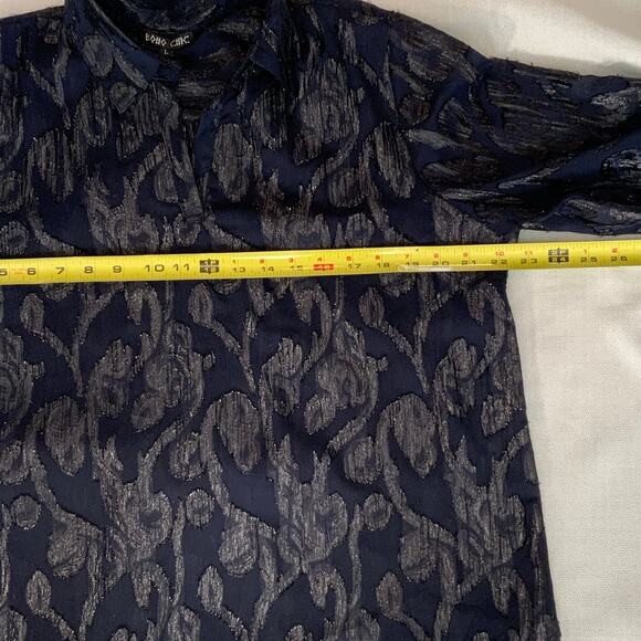Boho Chic Navy Blouse NWT size large $120 retail - Picture 4 of 5
